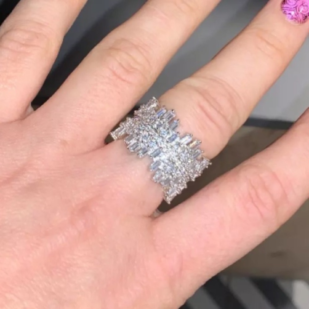 18K white gold plated shiny ring - Picture 6 of 7
